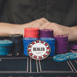 Load image into Gallery viewer, Dealer Button &amp; Ceramic Chips | ACES Ceramic Poker Chip Set | SLOWPLAY
