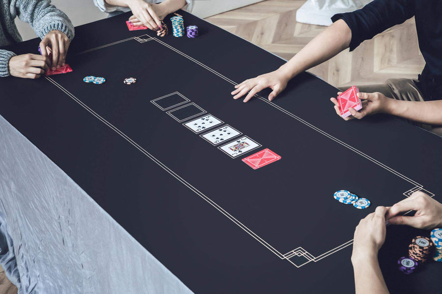 Godel Texas Hold'em Poker Mat | Black and Champagne Gold | SLOWPLAY